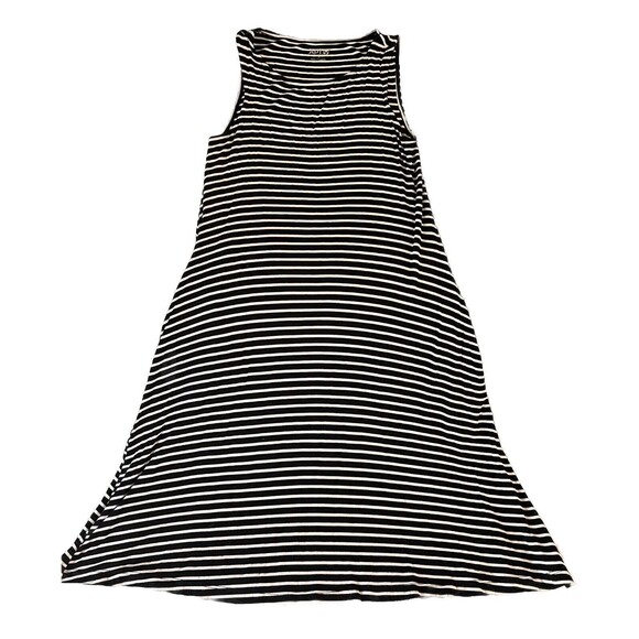 Apt 9 Dress Women’s Small Black White Stripe Thigh Length Sleeveless Midi Dress - Picture 1 of 10